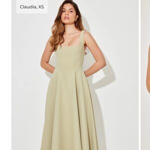 Odd muse The Ultimate Muse High Waist Square Neck
Midi Dress in sage